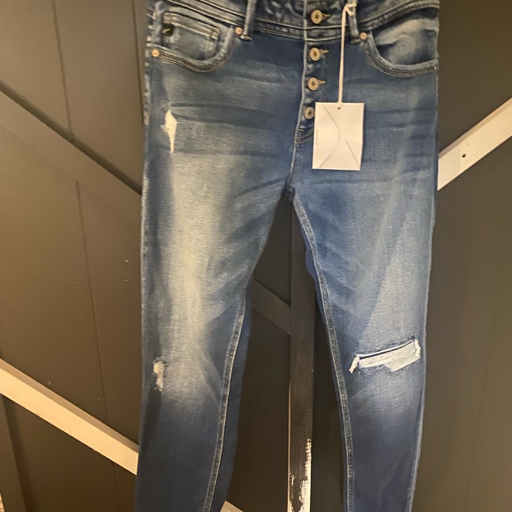 KANCAN Chelsea High Rise Blue Distressed Jeans - NWT SIZE 28 - Picture 5 of 9